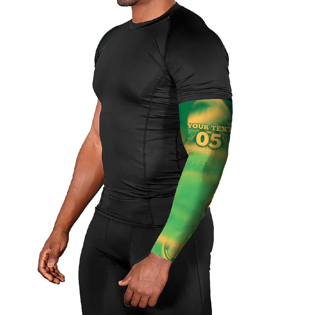 Custom Australia Soccer Arm Sleeves Skeleton Gradient Vintage Spray