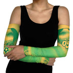 Custom Australia Soccer Arm Sleeves Skeleton Gradient Vintage Spray