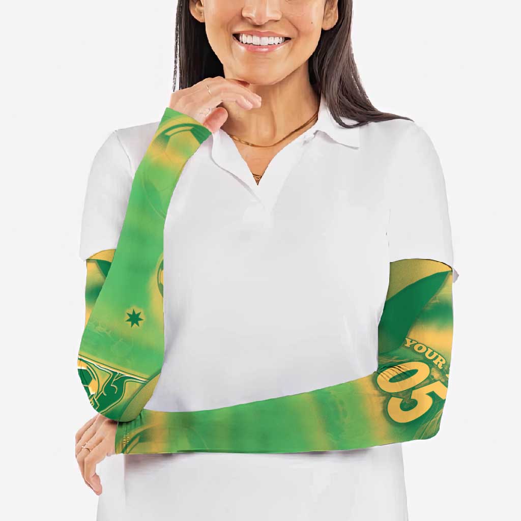 Custom Australia Soccer Arm Sleeves Skeleton Gradient Vintage Spray