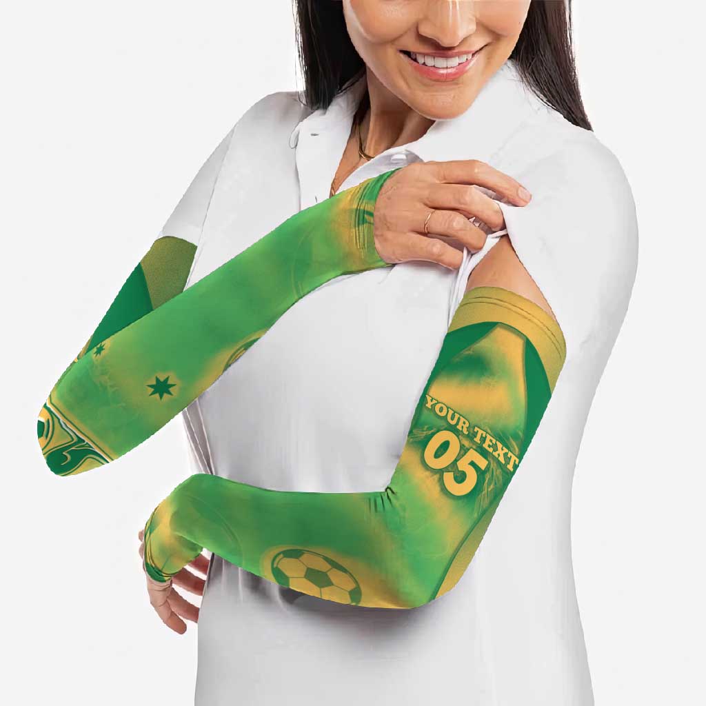 Custom Australia Soccer Arm Sleeves Skeleton Gradient Vintage Spray