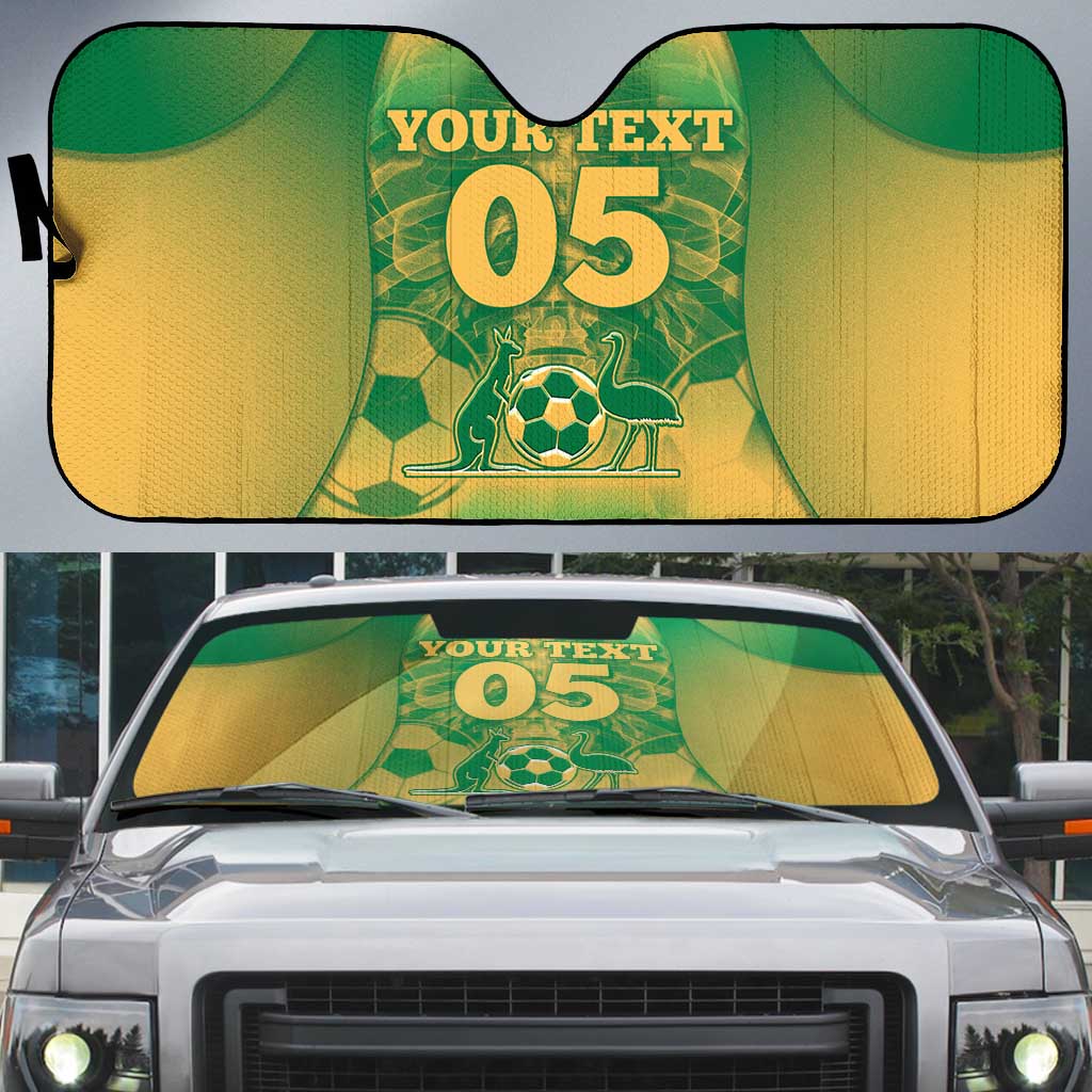 Custom Australia Soccer Auto Sun Shade Skeleton Gradient Vintage Spray