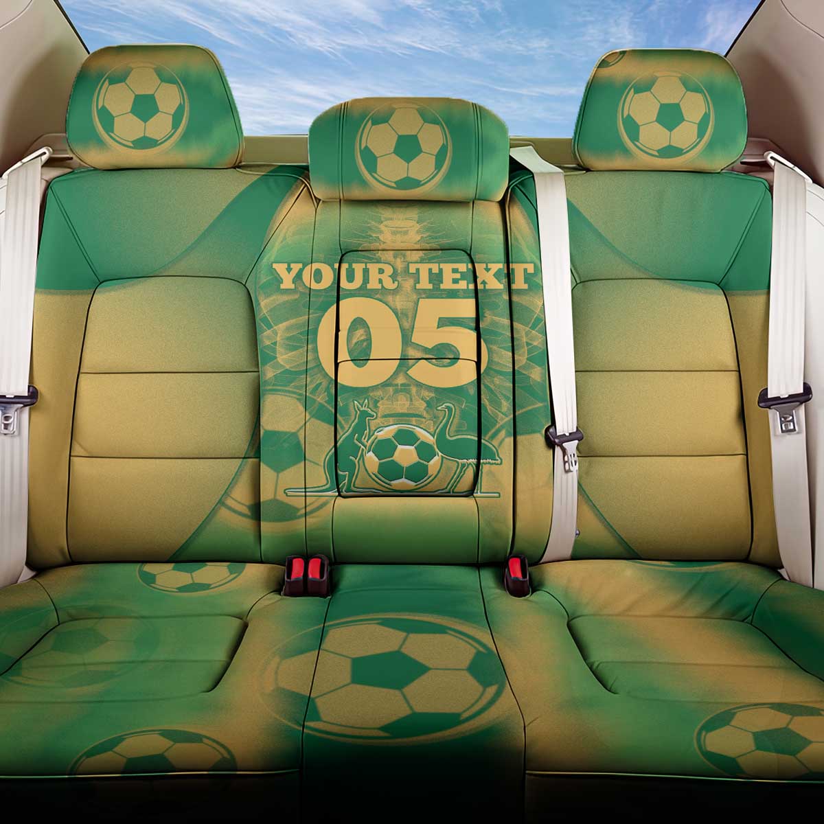 Custom Australia Soccer Back Car Seat Cover Skeleton Gradient Vintage Spray