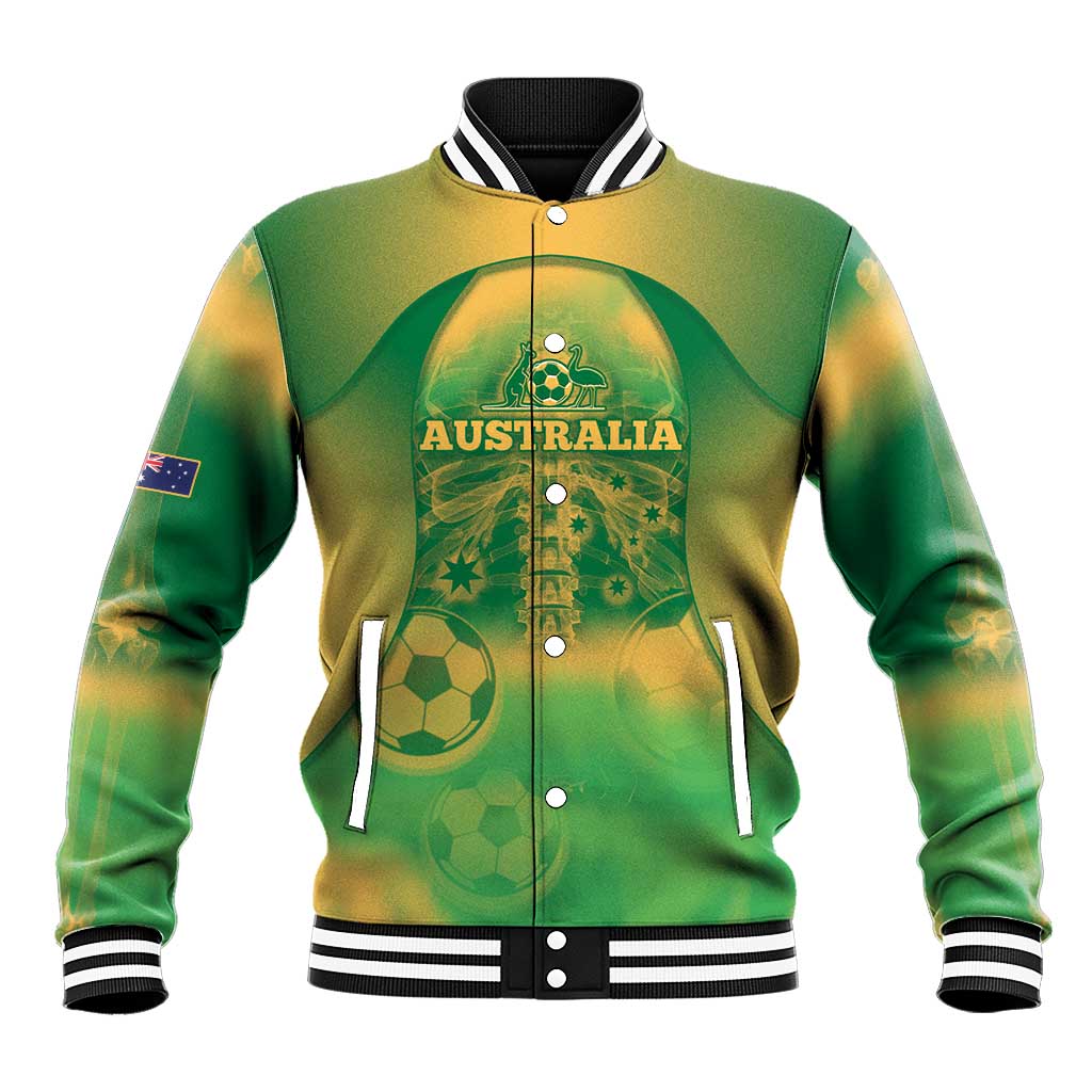 Custom Australia Soccer Baseball Jacket Skeleton Gradient Vintage Spray