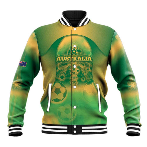 Custom Australia Soccer Baseball Jacket Skeleton Gradient Vintage Spray