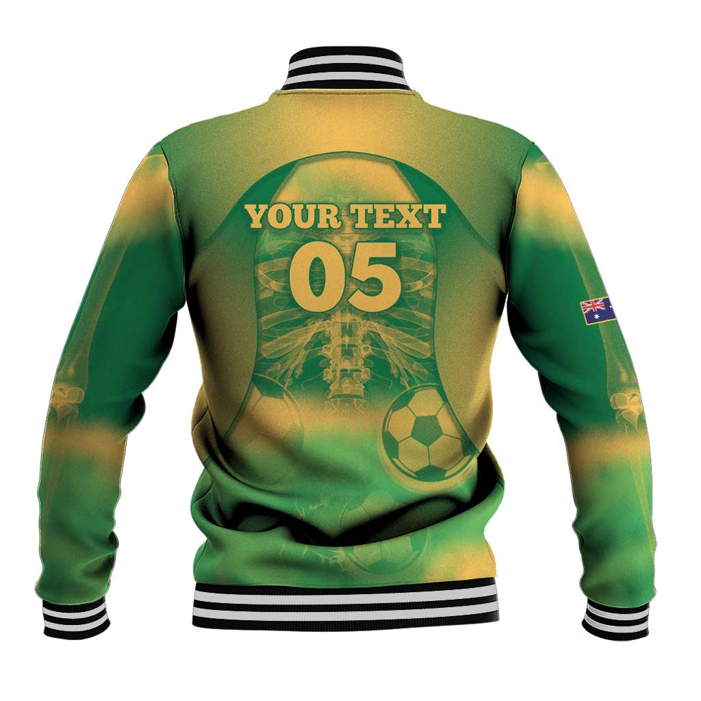 Custom Australia Soccer Baseball Jacket Skeleton Gradient Vintage Spray