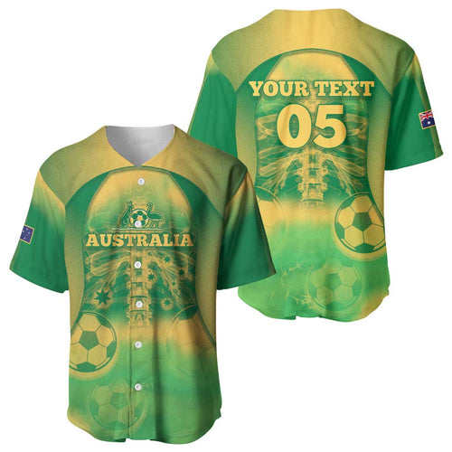 Custom Australia Soccer Baseball Jersey Skeleton Gradient Vintage Spray