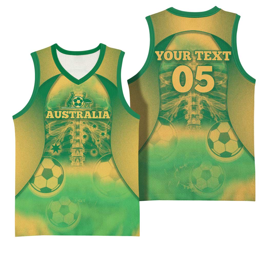 Custom Australia Soccer Basketball Jersey Skeleton Gradient Vintage Spray