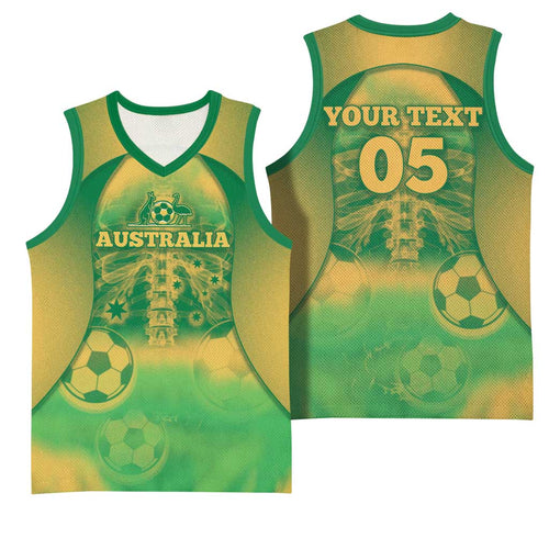 Custom Australia Soccer Basketball Jersey Skeleton Gradient Vintage Spray