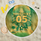 Custom Australia Soccer Beach Blanket Skeleton Gradient Vintage Spray