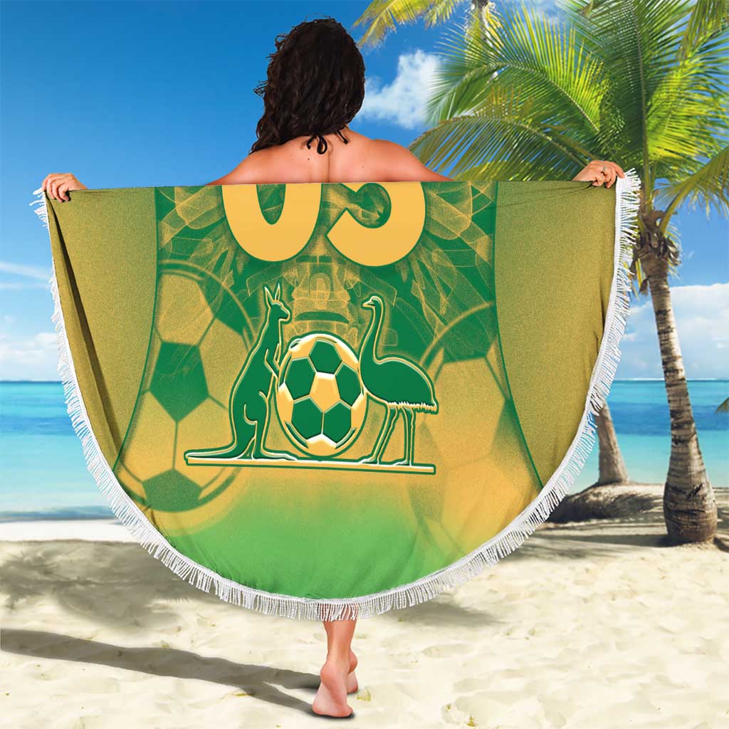 Custom Australia Soccer Beach Blanket Skeleton Gradient Vintage Spray