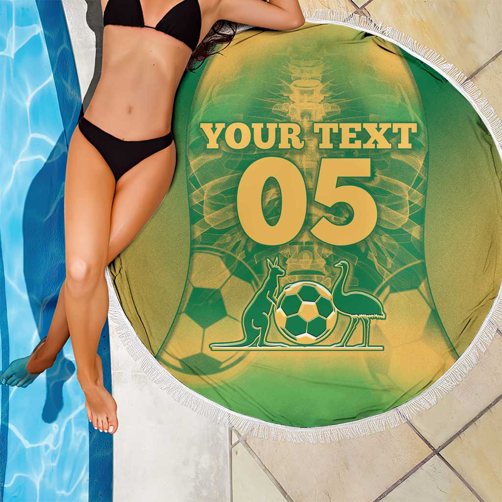 Custom Australia Soccer Beach Blanket Skeleton Gradient Vintage Spray