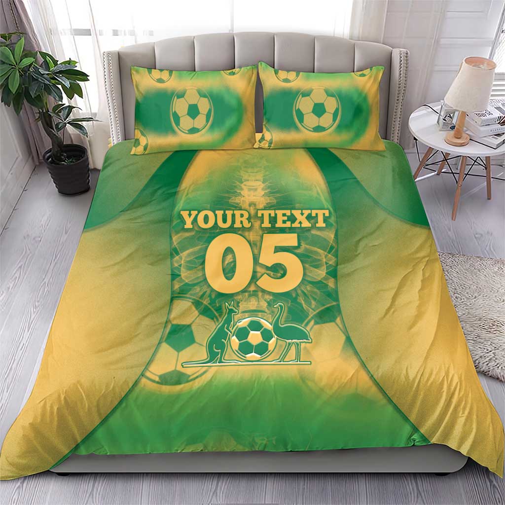 Custom Australia Soccer Bedding Set Skeleton Gradient Vintage Spray