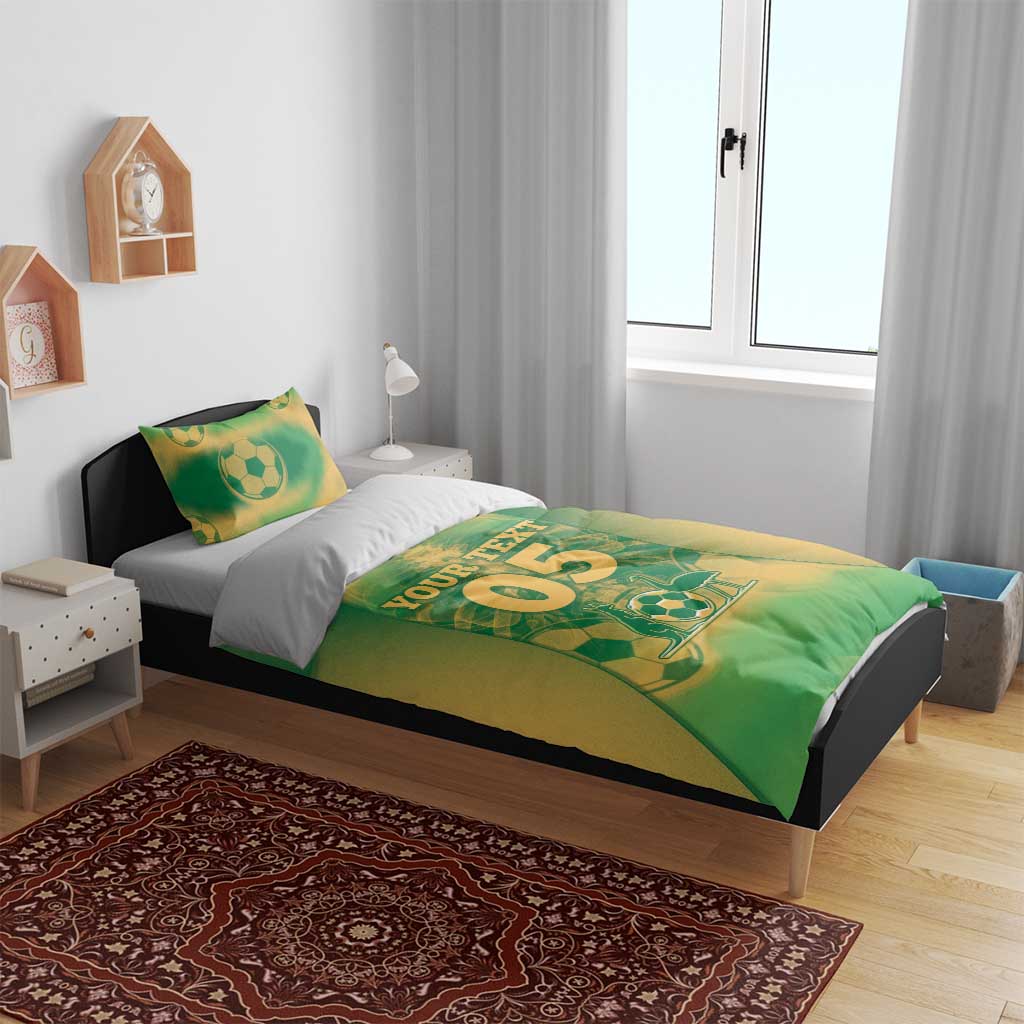Custom Australia Soccer Bedding Set Skeleton Gradient Vintage Spray