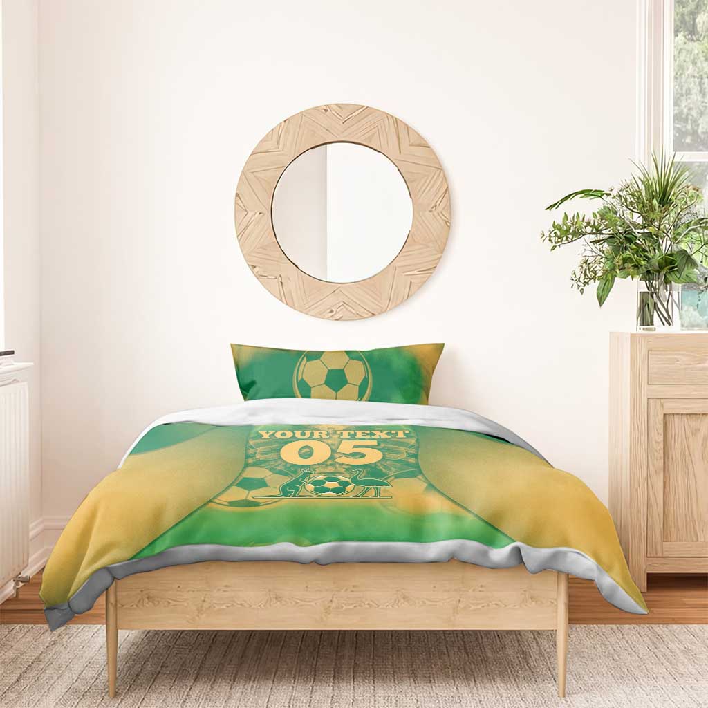Custom Australia Soccer Bedding Set Skeleton Gradient Vintage Spray
