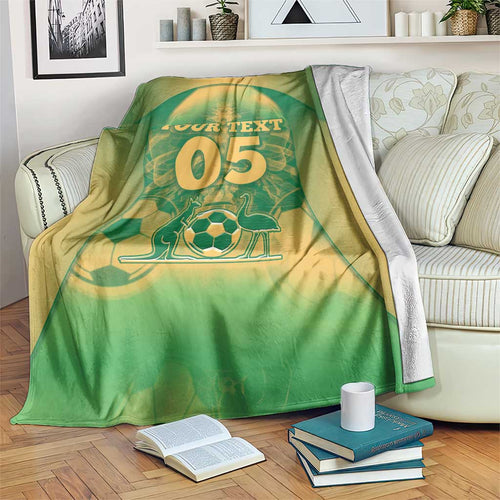 Custom Australia Soccer Blanket Skeleton Gradient Vintage Spray