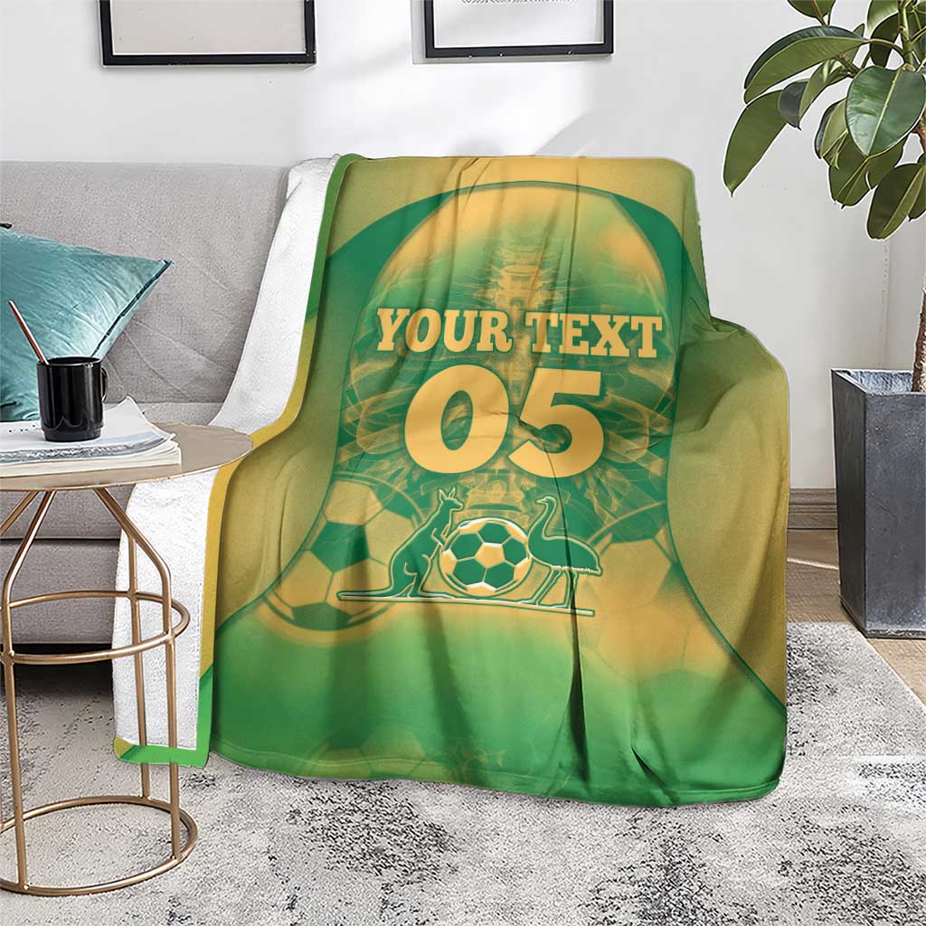 Custom Australia Soccer Blanket Skeleton Gradient Vintage Spray