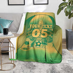 Custom Australia Soccer Blanket Skeleton Gradient Vintage Spray