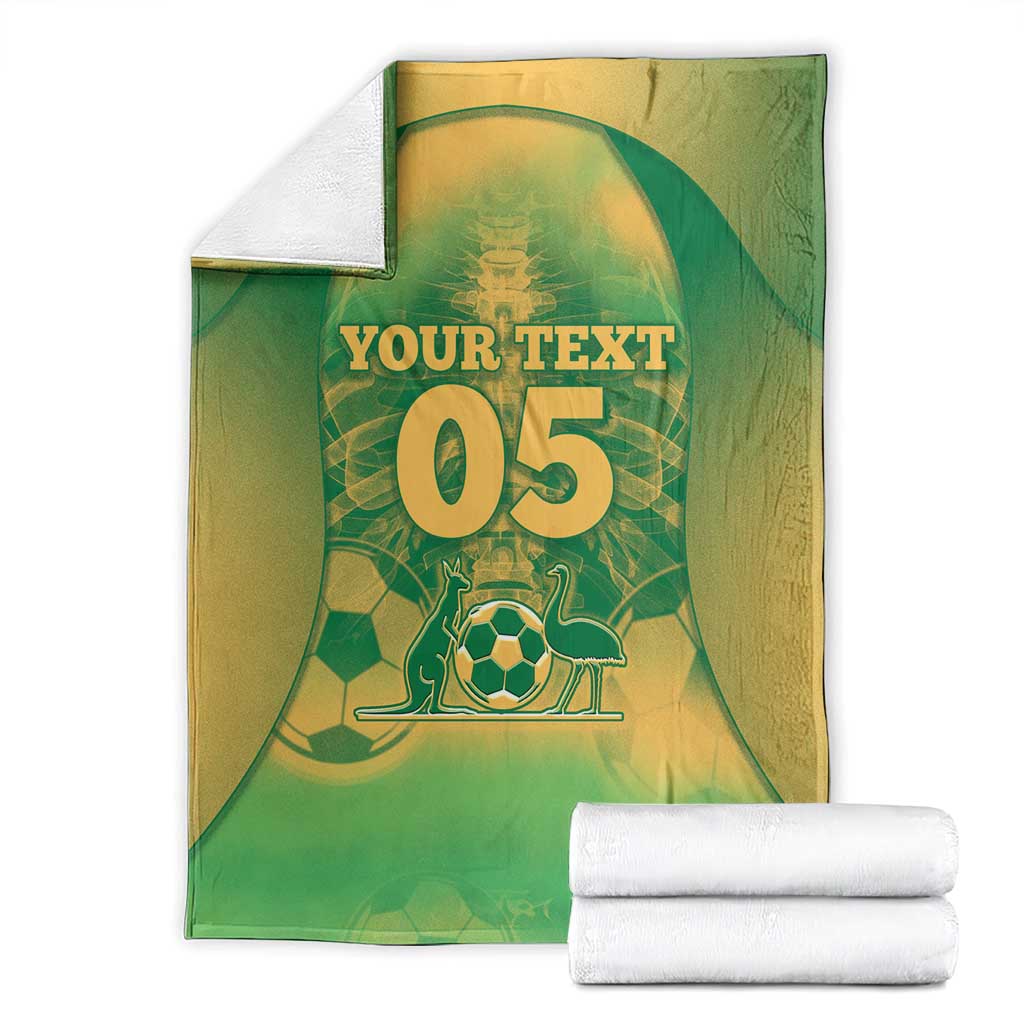 Custom Australia Soccer Blanket Skeleton Gradient Vintage Spray