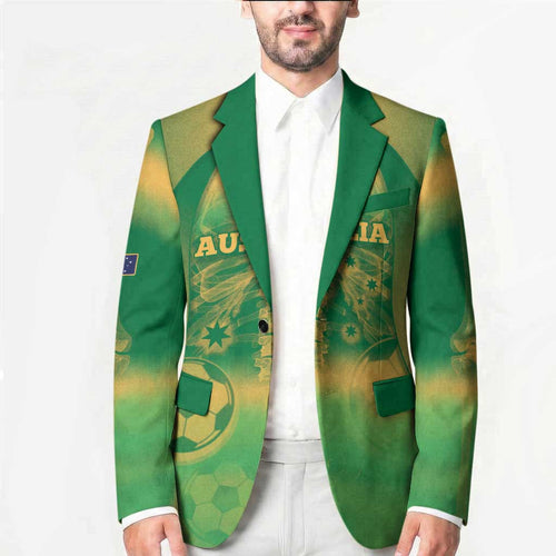 Custom Australia Soccer Blazer Skeleton Gradient Vintage Spray
