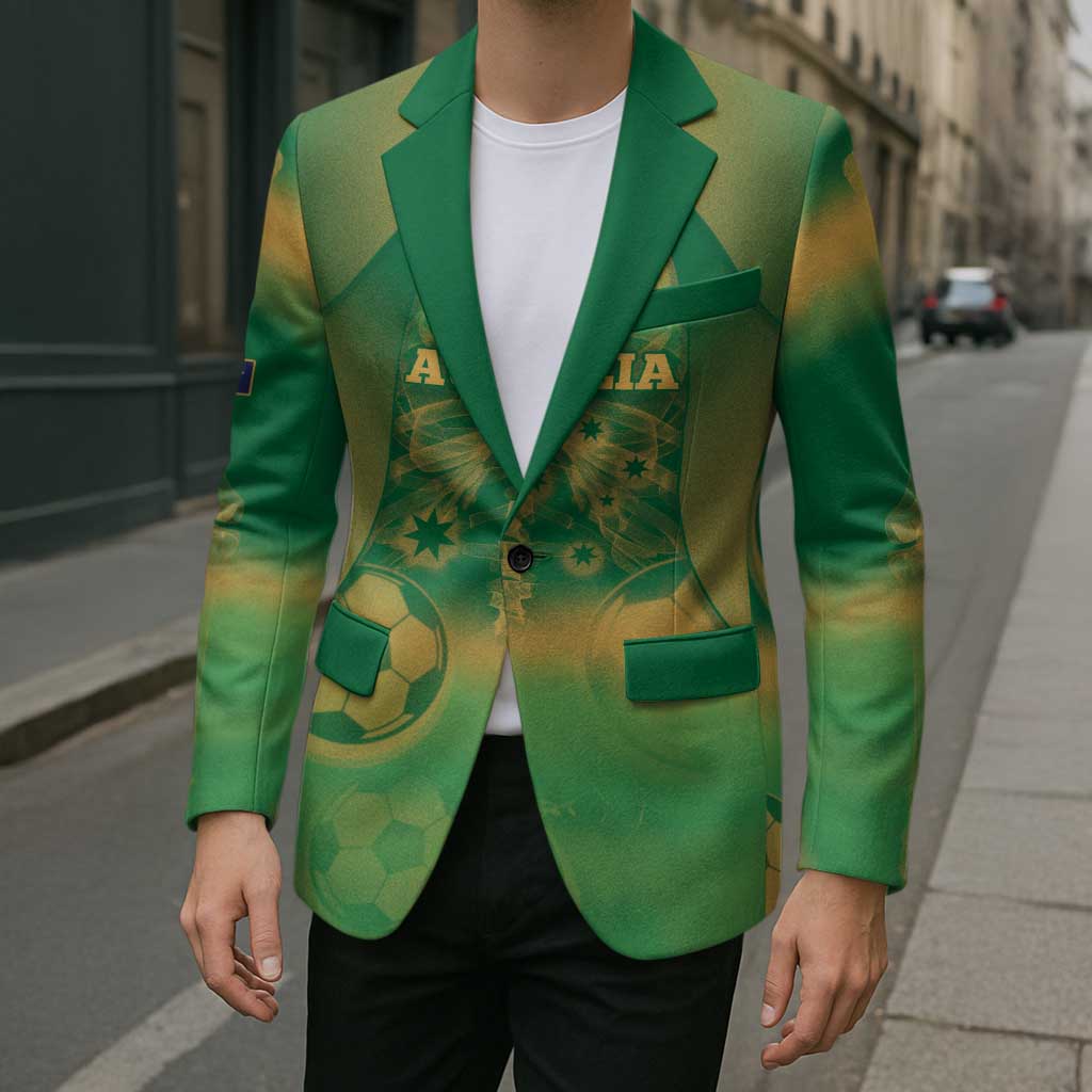 Custom Australia Soccer Blazer Skeleton Gradient Vintage Spray