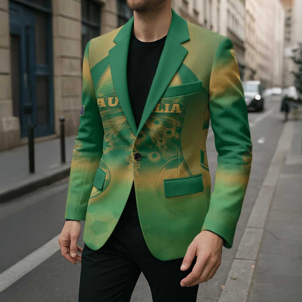 Custom Australia Soccer Blazer Skeleton Gradient Vintage Spray