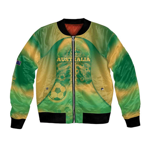 Custom Australia Soccer Bomber Jacket Skeleton Gradient Vintage Spray