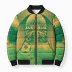 Custom Australia Soccer Bomber Puffer Jacket Skeleton Gradient Vintage Spray