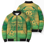 Custom Australia Soccer Bomber Puffer Jacket Skeleton Gradient Vintage Spray