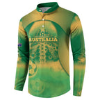 Custom Australia Soccer Button Sweatshirt Skeleton Gradient Vintage Spray