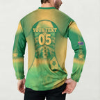 Custom Australia Soccer Button Sweatshirt Skeleton Gradient Vintage Spray