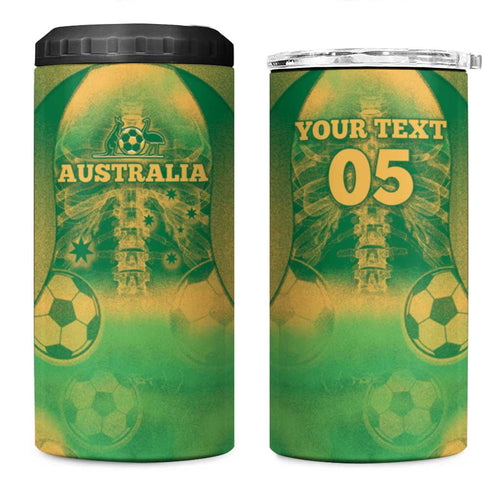 Custom Australia Soccer 4 in 1 Can Cooler Tumbler Skeleton Gradient Vintage Spray