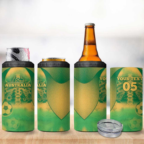 Custom Australia Soccer 4 in 1 Can Cooler Tumbler Skeleton Gradient Vintage Spray