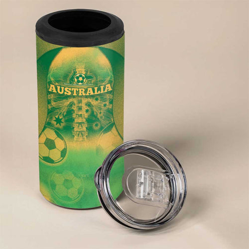 Custom Australia Soccer 4 in 1 Can Cooler Tumbler Skeleton Gradient Vintage Spray