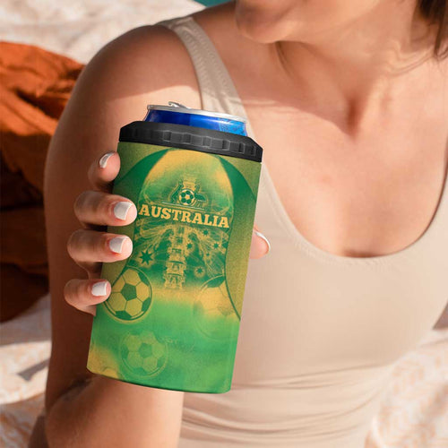 Custom Australia Soccer 4 in 1 Can Cooler Tumbler Skeleton Gradient Vintage Spray