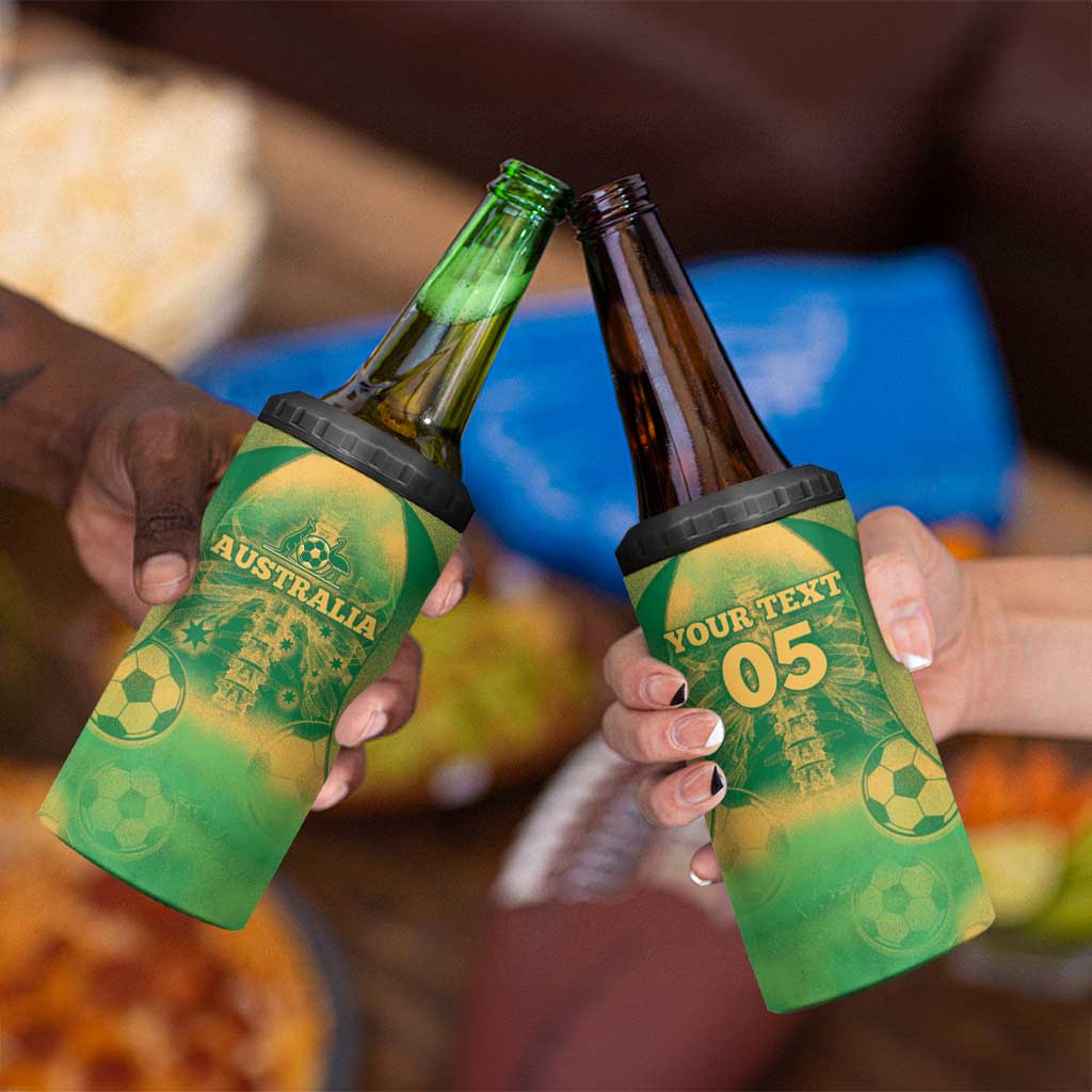 Custom Australia Soccer 4 in 1 Can Cooler Tumbler Skeleton Gradient Vintage Spray