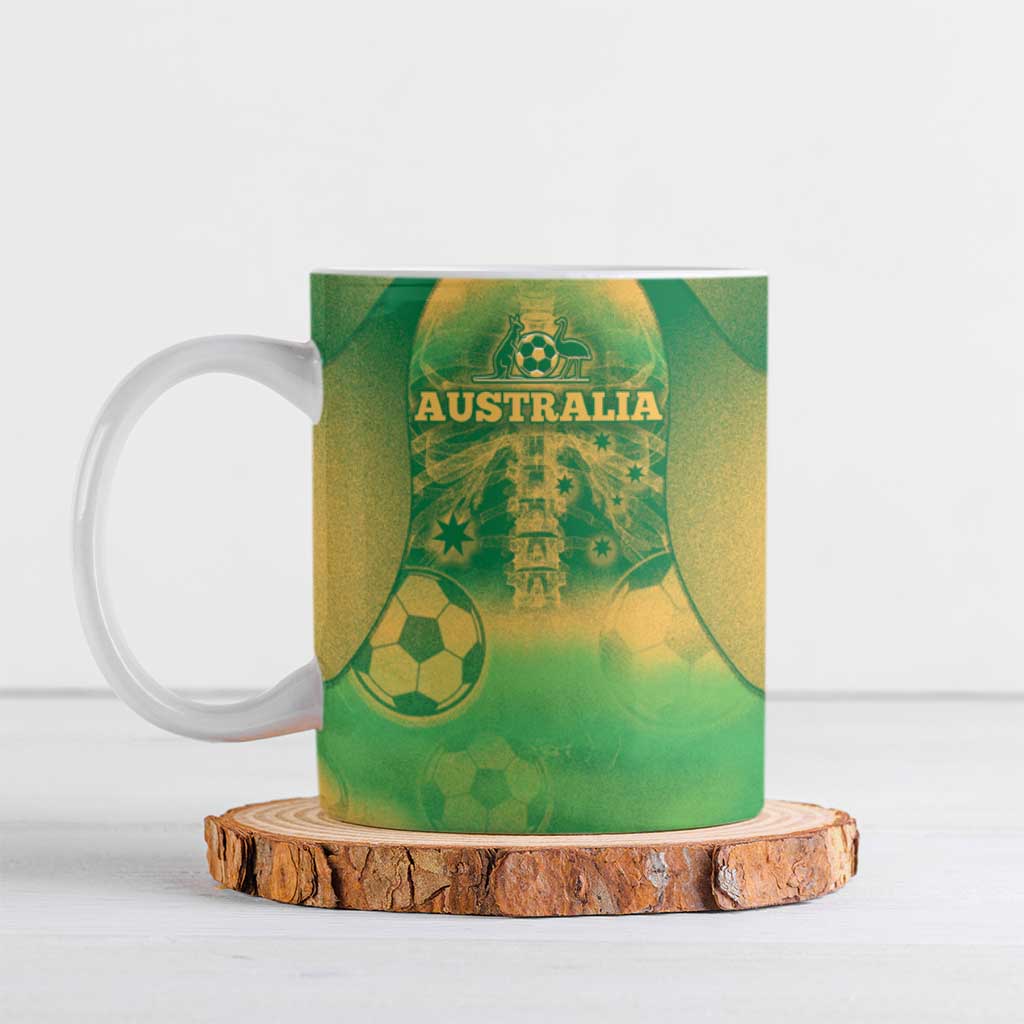Custom Australia Soccer Ceramic Mug Skeleton Gradient Vintage Spray