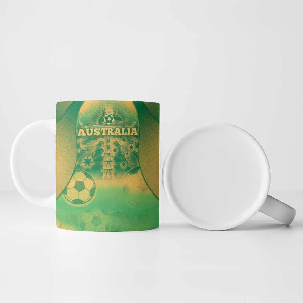 Custom Australia Soccer Ceramic Mug Skeleton Gradient Vintage Spray