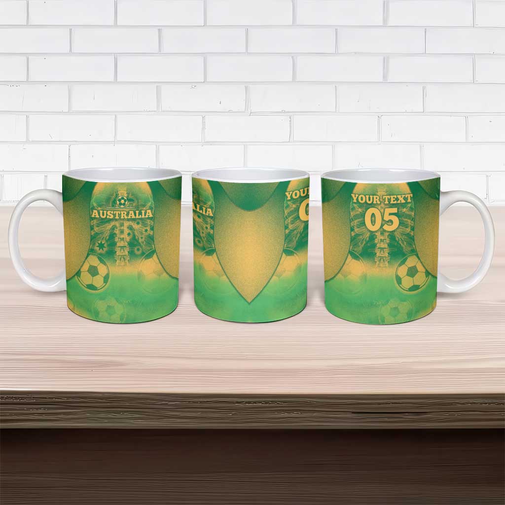 Custom Australia Soccer Ceramic Mug Skeleton Gradient Vintage Spray
