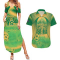 Custom Australia Soccer Couples Matching Summer Maxi Dress and Hawaiian Shirt Skeleton Gradient Vintage Spray