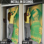 Custom Australia Soccer Door Cover Skeleton Gradient Vintage Spray