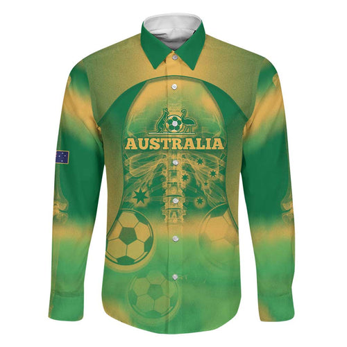 Custom Australia Soccer Family Matching Mermaid Dress and Hawaiian Shirt Skeleton Gradient Vintage Spray