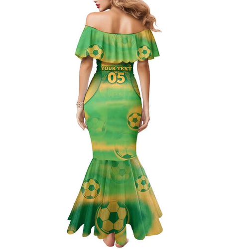 Custom Australia Soccer Family Matching Mermaid Dress and Hawaiian Shirt Skeleton Gradient Vintage Spray