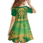 Custom Australia Soccer Family Matching Off Shoulder Maxi Dress and Hawaiian Shirt Skeleton Gradient Vintage Spray
