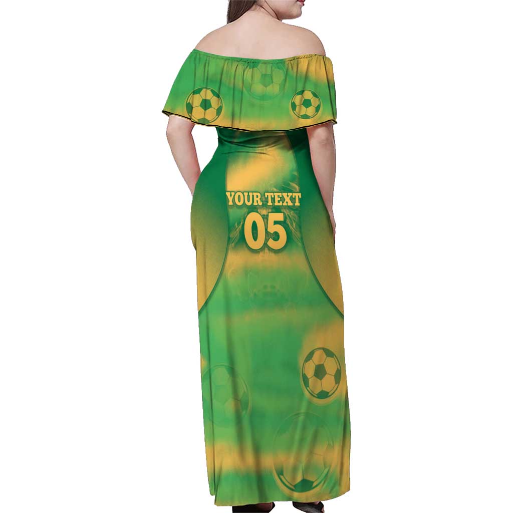 Custom Australia Soccer Family Matching Off Shoulder Maxi Dress and Hawaiian Shirt Skeleton Gradient Vintage Spray