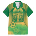 Custom Australia Soccer Family Matching Off Shoulder Short Dress and Hawaiian Shirt Skeleton Gradient Vintage Spray