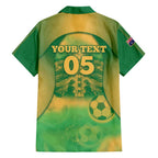 Custom Australia Soccer Family Matching Off Shoulder Short Dress and Hawaiian Shirt Skeleton Gradient Vintage Spray