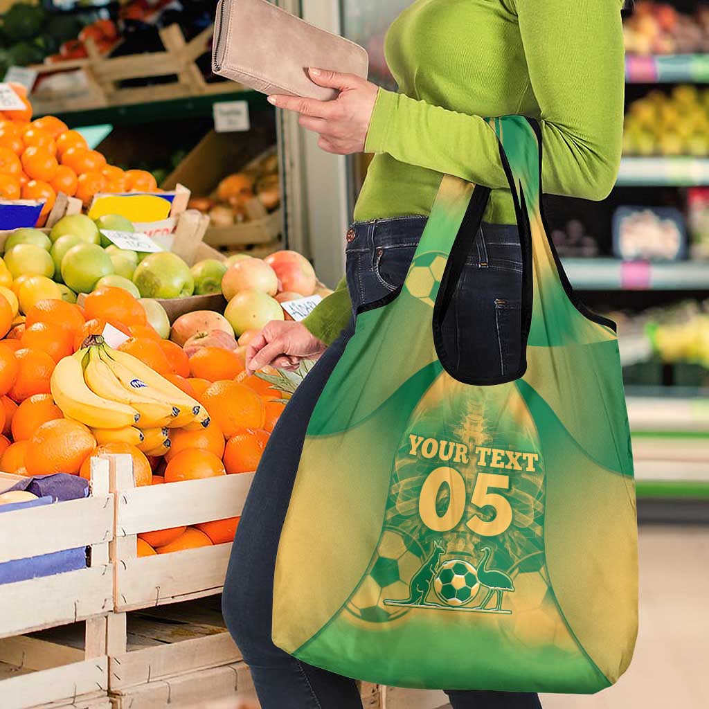 Custom Australia Soccer Grocery Bag Skeleton Gradient Vintage Spray