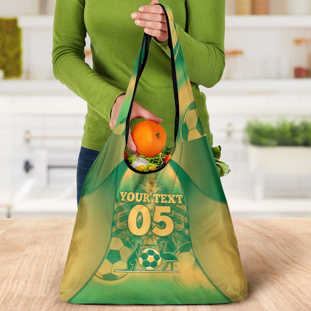 Custom Australia Soccer Grocery Bag Skeleton Gradient Vintage Spray