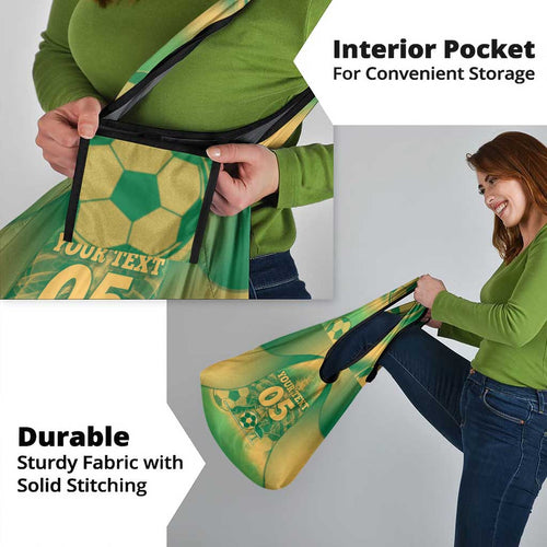 Custom Australia Soccer Grocery Bag Skeleton Gradient Vintage Spray