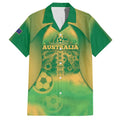 Custom Australia Soccer Hawaiian Shirt Skeleton Gradient Vintage Spray